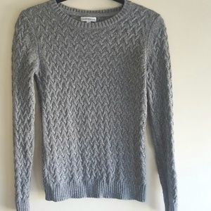 Croft & Barrow Sweater Gray Silver Cable Knit EUC